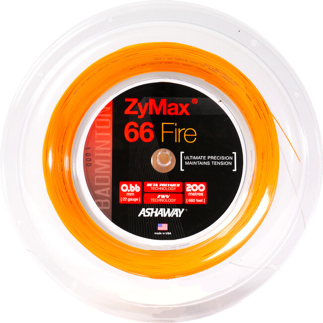 Badmintonsaite Ashaway ZyMax 66 Fire Power Orange - Rolle 200 m