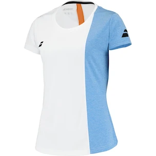 Damen T-Shirt Babolat  Play Cap Sleeve Top Women White/Blue Hthr