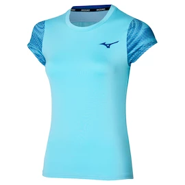 Damen T-Shirt Mizuno Charge Printed Tee Blue Glow