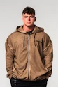 Herren Hoodie Nebbia  Washed-off Zip Up Hoodie GYM BRO 362 Light Brown
