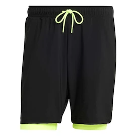 Herren Shorts adidas Club 2In1 Short Black/Lucid Lemon