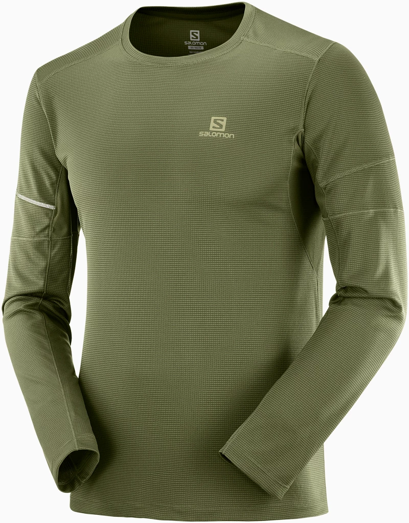 Herren T Shirt Salomon Agile LS T Shirt olivgrun Sportega