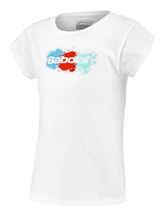 Mädchen T-Shirt Babolat  Exercise Cotton Tee Girl White 6 - 8 Jahre