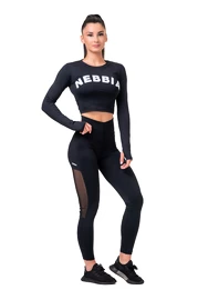 Nebbia Mesh Leggings mit hoher Taille schwarz