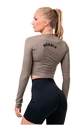 Nebbia Sporty Hero Crop Top mit langen Ärmeln mokka