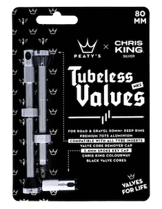 Tubeless-Ventil PEATY'S  X chris king (mk2) silver tubeless valves - 80mm (ptv2-80-sil-12)
