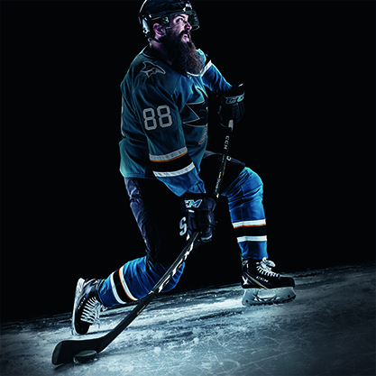 Brent Burns in der Ausrüstung CCM Tacks