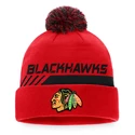 Wintermütze Fanatics  Authentic Pro Locker Room Cuffed Pom Knit NHL Chicago Blackhawks